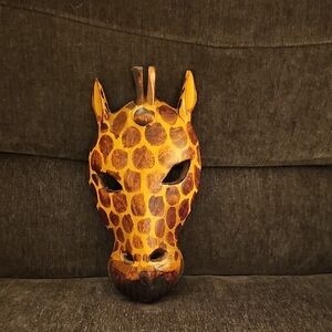 💛🤎Giraffe Carved Wood Decorative Mask
